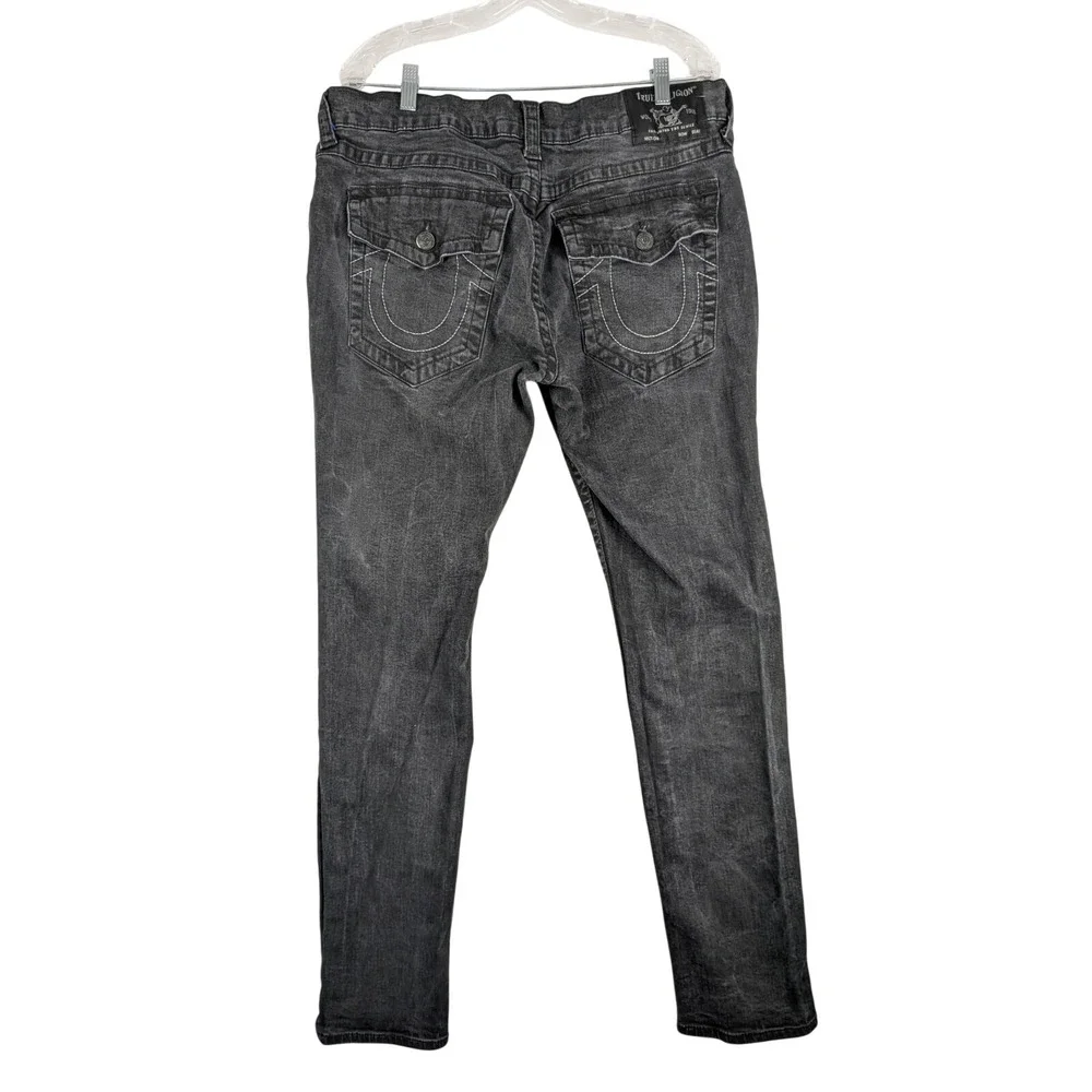 True Religion Rocco Relaxed Skinny Jeans Mens 38 Black Faded Flap‎ Pocket Denim